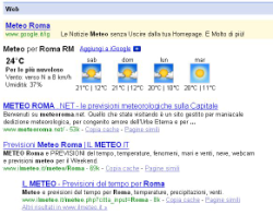 View this image in original resolution: Estratto della pagina dei risultati per la ricerca di Meteo Roma